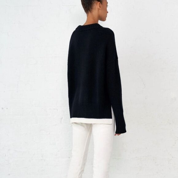 La Ligne Varsity Sweater black 100% cashmere XS - Picture 6 of 9